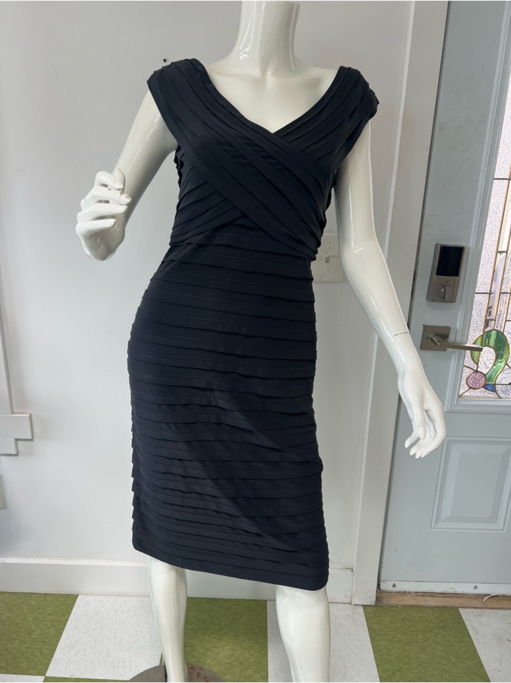Cocktail dress ,dinner, Bandage style dress ,romantic size 8 charcoal